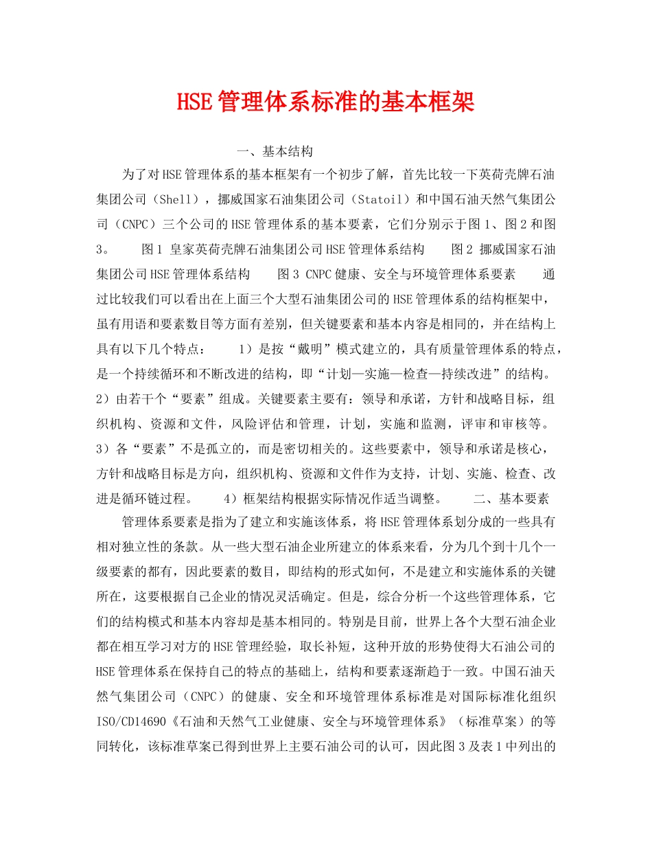 《管理体系》之HSE管理体系标准的基本框架 _第1页