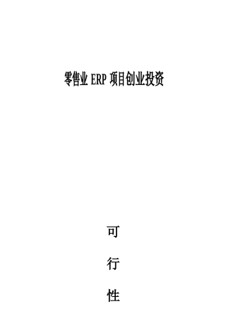 零售业ERP系统分析及项目创业投资可行性报告