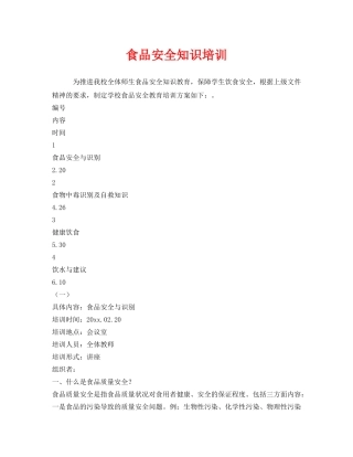 《安全教育》之食品安全知识培训 