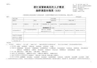 浙江省紧缺高层次人才需求
