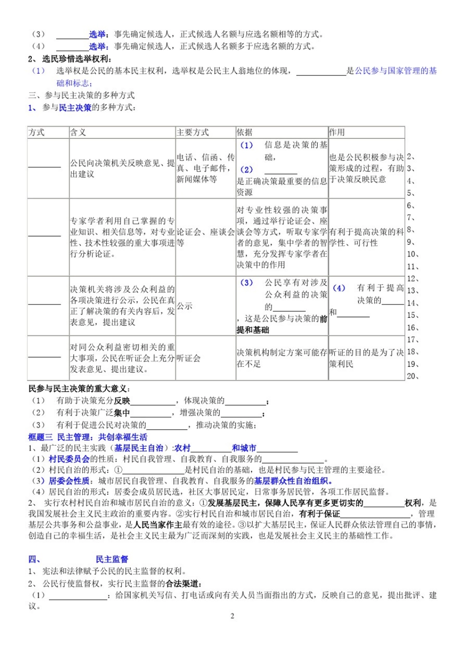 体育单招政治学必背知识点填空_第2页