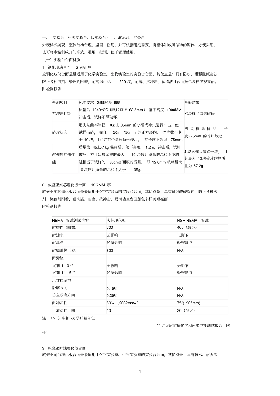 实验台(中央实验台、边实验台)、演示台、准备台_第1页