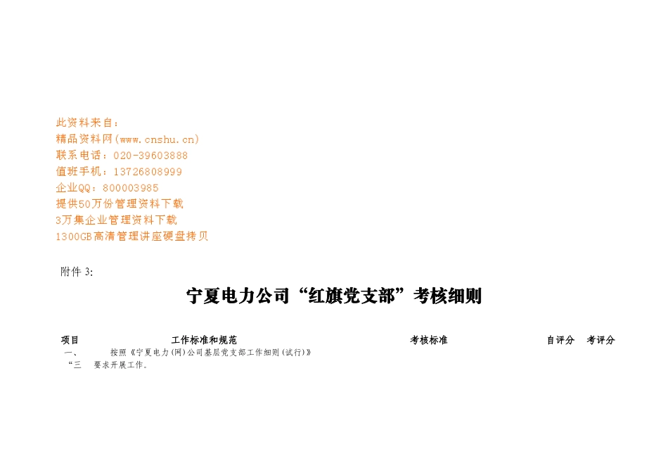 某电力公司“红旗党支部”考核细则表_第1页
