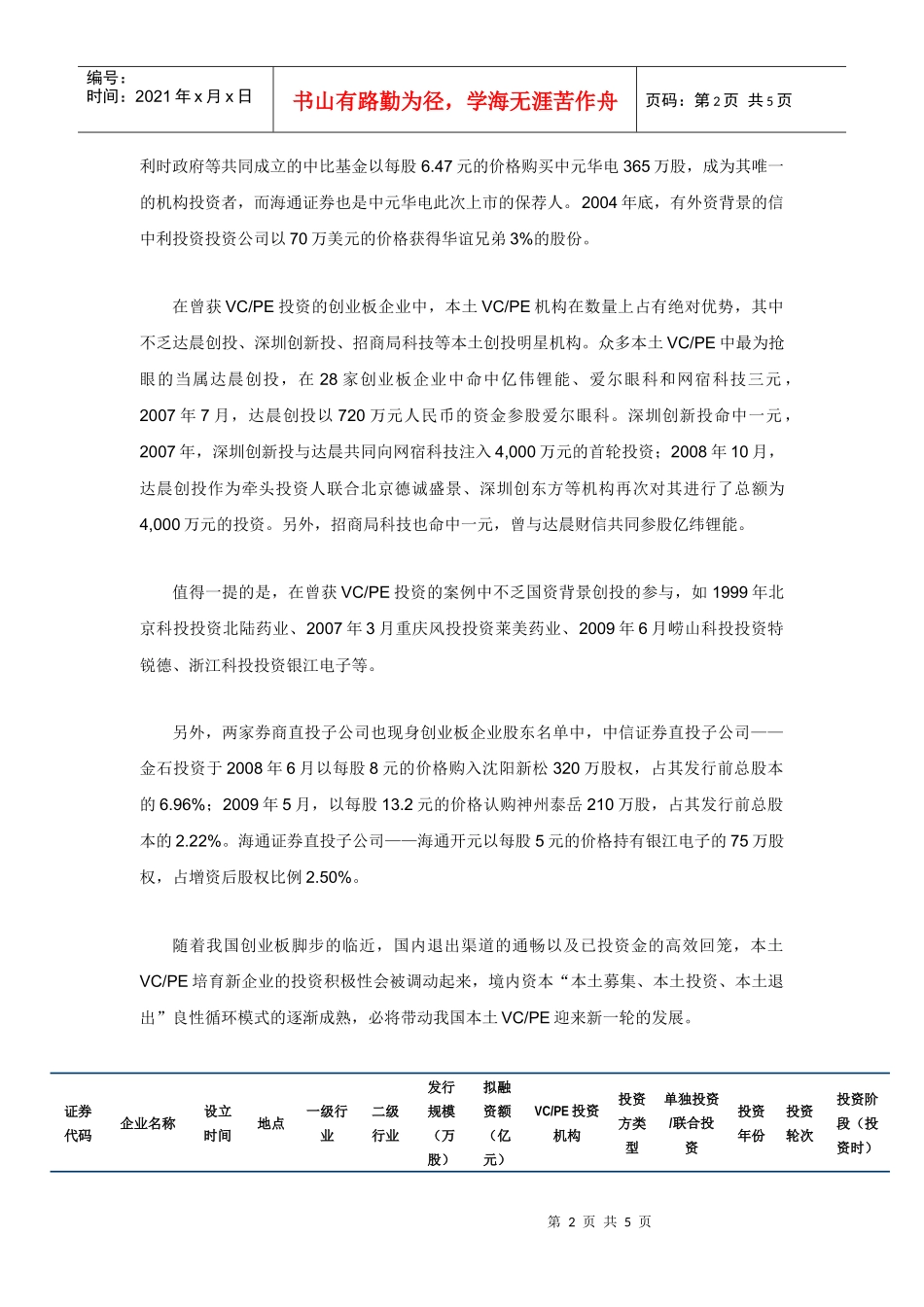 细数创业板28家企业身后的VCPE_第2页