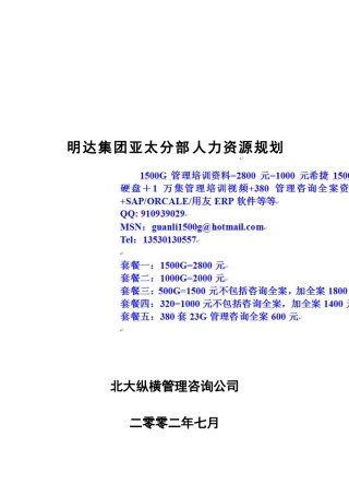 鞍山明达集团人力资源规划方案-终