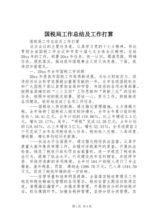 国税局工作总结及工作打算