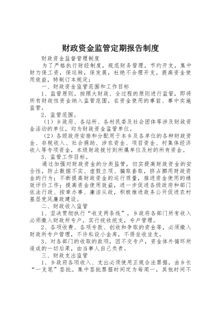 财政资金监管定期报告规章制度 