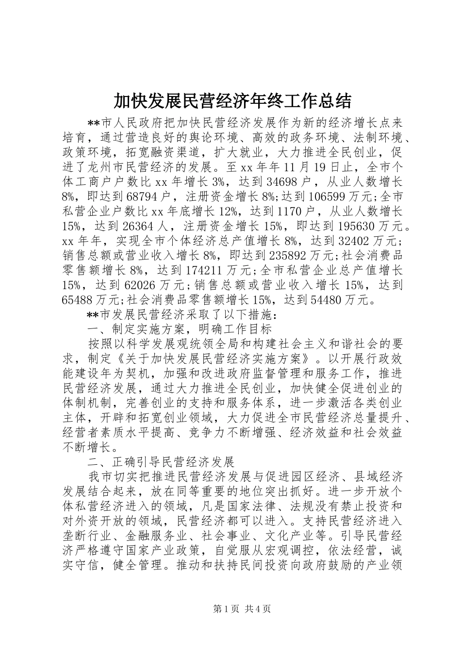 加快发展民营经济年终工作总结_第1页