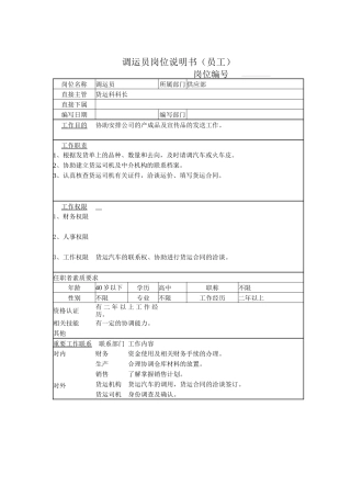 调运员岗位说明书