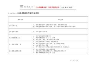 某水电开发企业人力资源部主任岗位kpi说明表