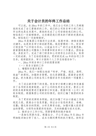 关于会计员的年终工作总结