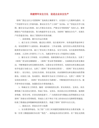 《安全文化》之构建青年安全文化　促进企业安全生产 