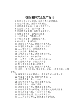 校园消防安全生产标语集锦