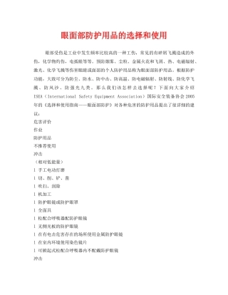 《安全管理职业卫生》之眼面部防护用品的选择和使用 