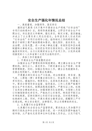 安全生产强化年情况总结