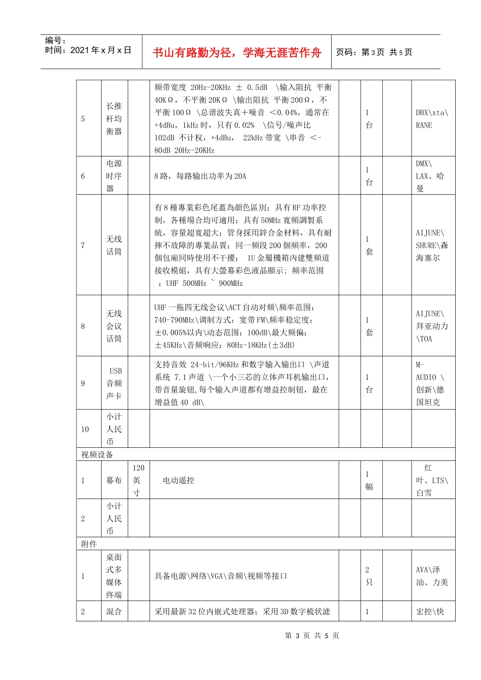 数字会议系统设备采购清单_第3页