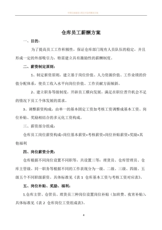 仓库薪酬方案