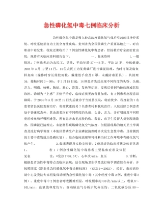 《安全管理职业卫生》之急性磷化氢中毒七例临床分析 