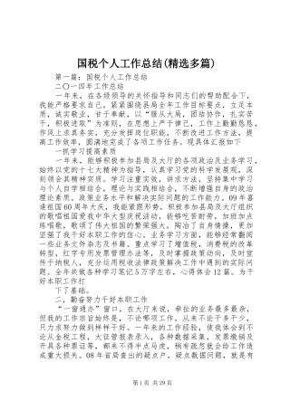 国税个人工作总结(精选多篇)