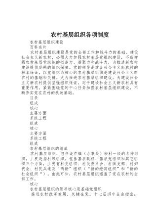 农村基层组织各项规章制度细则
