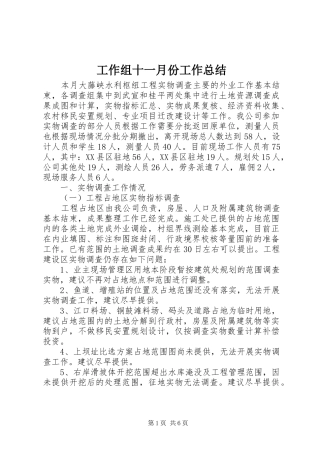 工作组十一月份工作总结