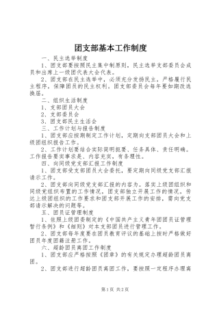 团支部基本工作规章制度细则
