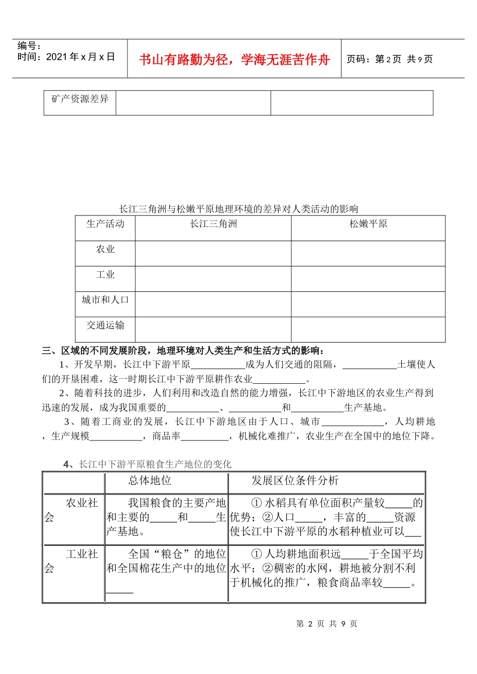 第一节 地理环境对区域发展的影响学案_第2页
