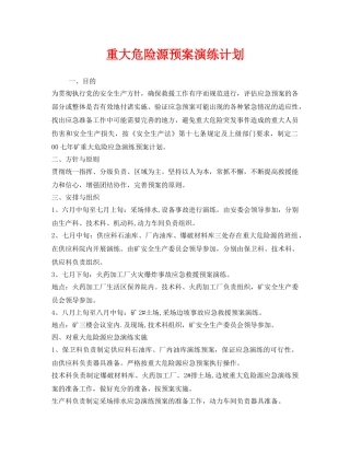 《安全管理文档》之重大危险源预案演练计划 