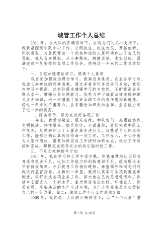 城管工作个人总结