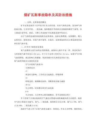 《安全技术》之煤矿瓦斯事故隐串及其防治措施 