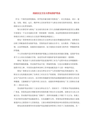 《安全文化》之浅谈安全文化与劳动保护用品 