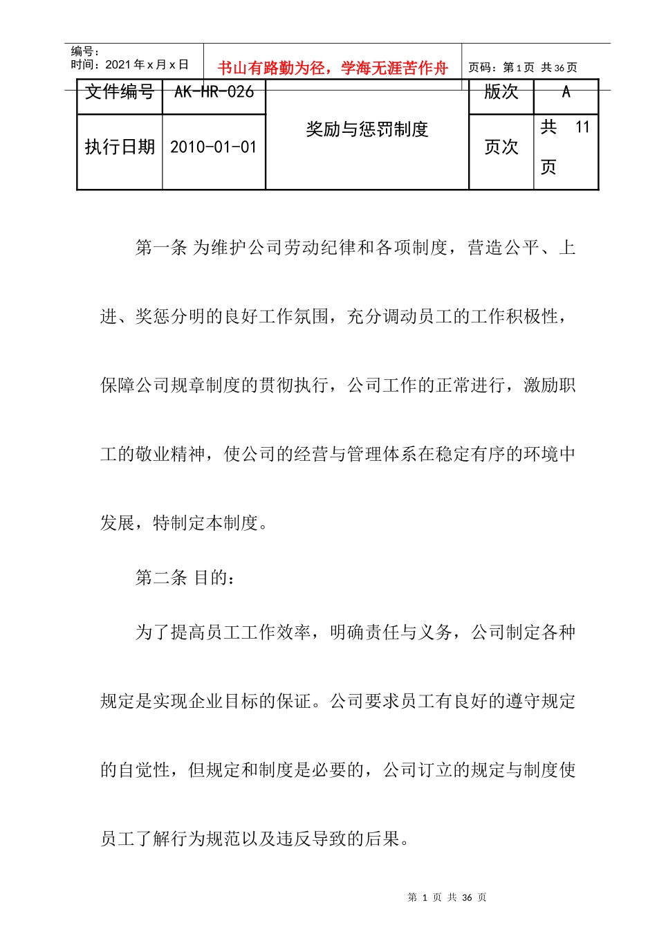 房地产公司奖励与惩罚制度_第1页