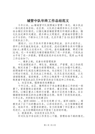 城管中队年终工作总结范文