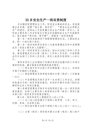 乡安全生产一岗双责规章制度 