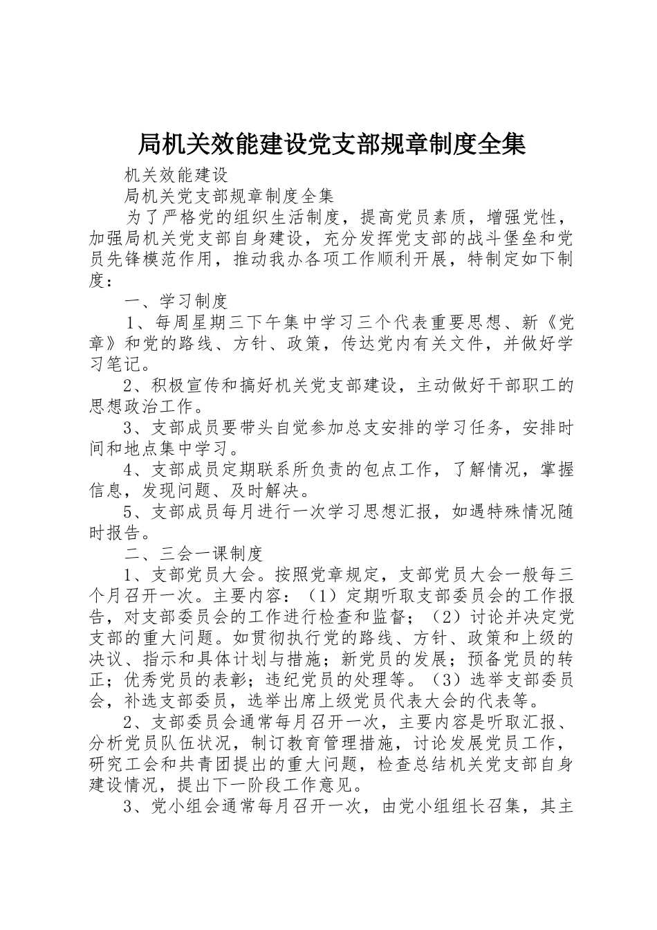 局机关效能建设党支部规章规章制度细则全集_第1页