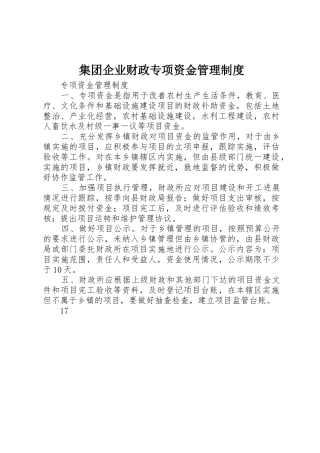 集团企业财政专项资金管理规章制度 