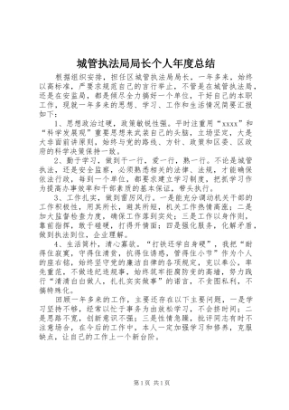 城管执法局局长个人年度总结