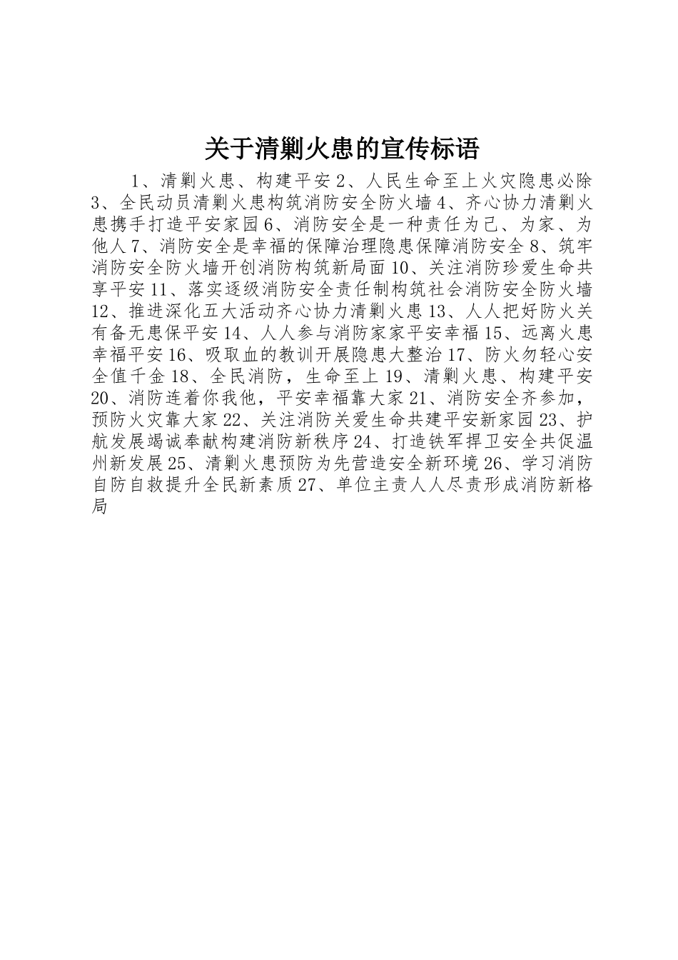 关于清剿火患的标语集锦_第1页