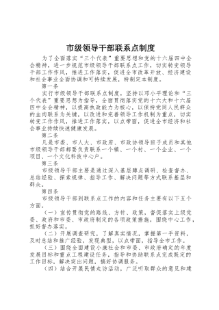 市级领导干部联系点规章制度细则