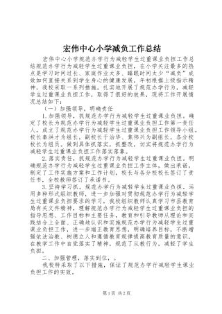 宏伟中心小学减负工作总结
