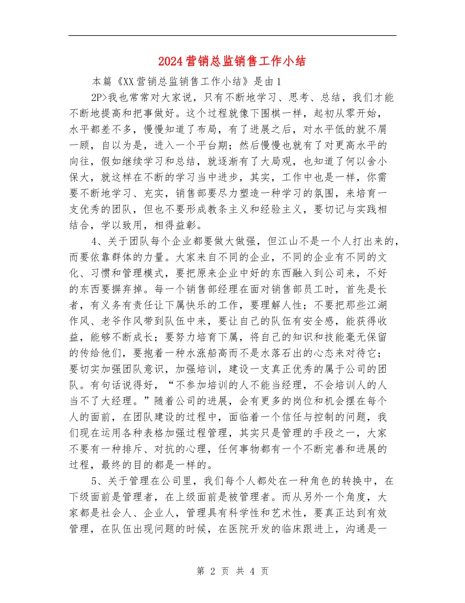 2024营销总监销售工作小结_第2页