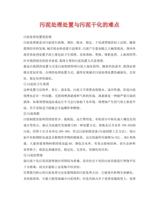 《安全环境-环保技术》之污泥处理处置与污泥干化的难点 