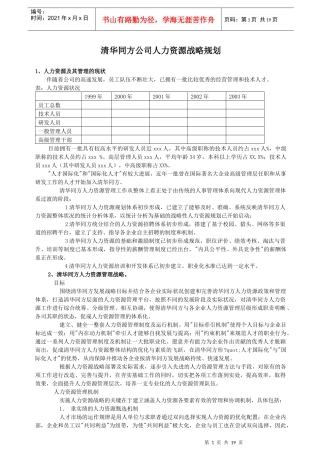 清华同方公司人力资源战略规划书