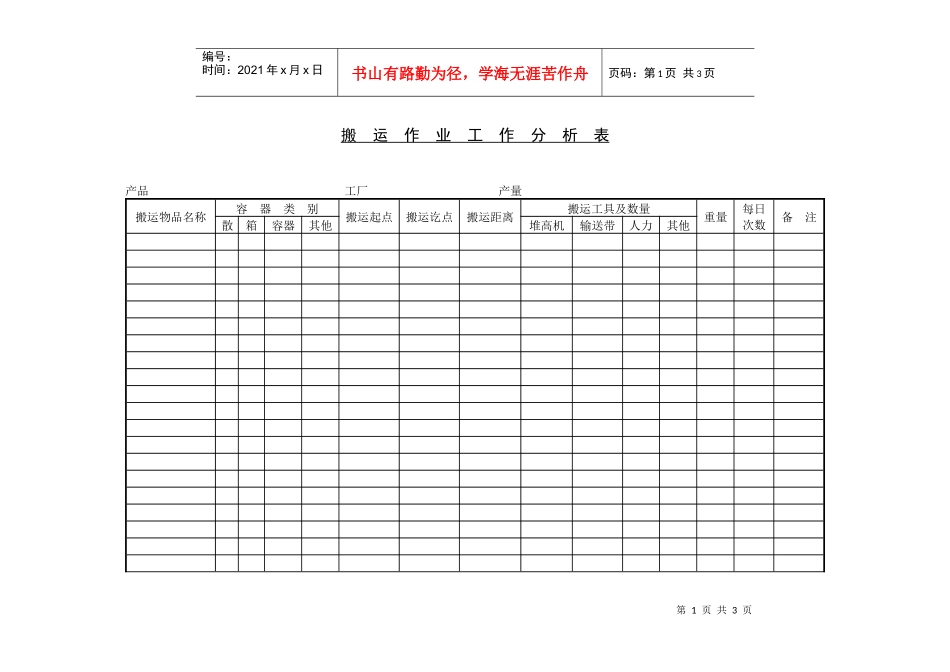 搬运作业工作分析表_第1页