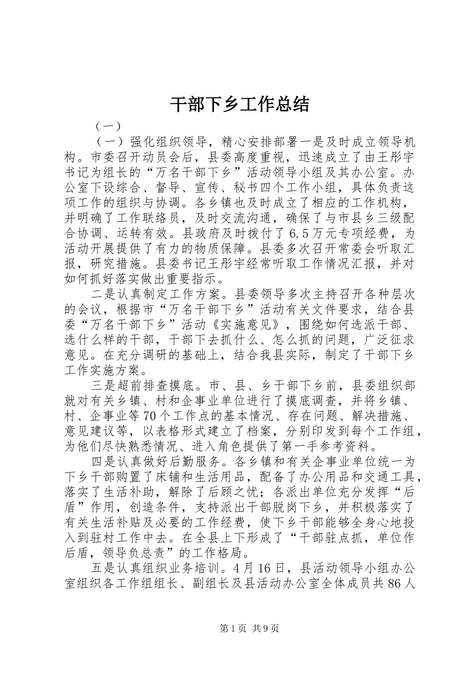 干部下乡工作总结_第1页
