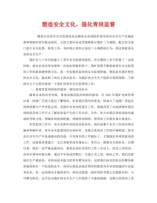 《安全文化》之塑造安全文化，强化青岗监督 