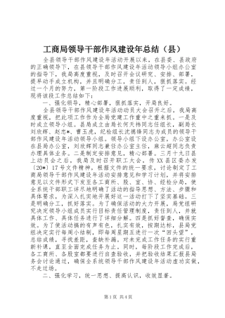 工商局领导干部作风建设年总结（县）