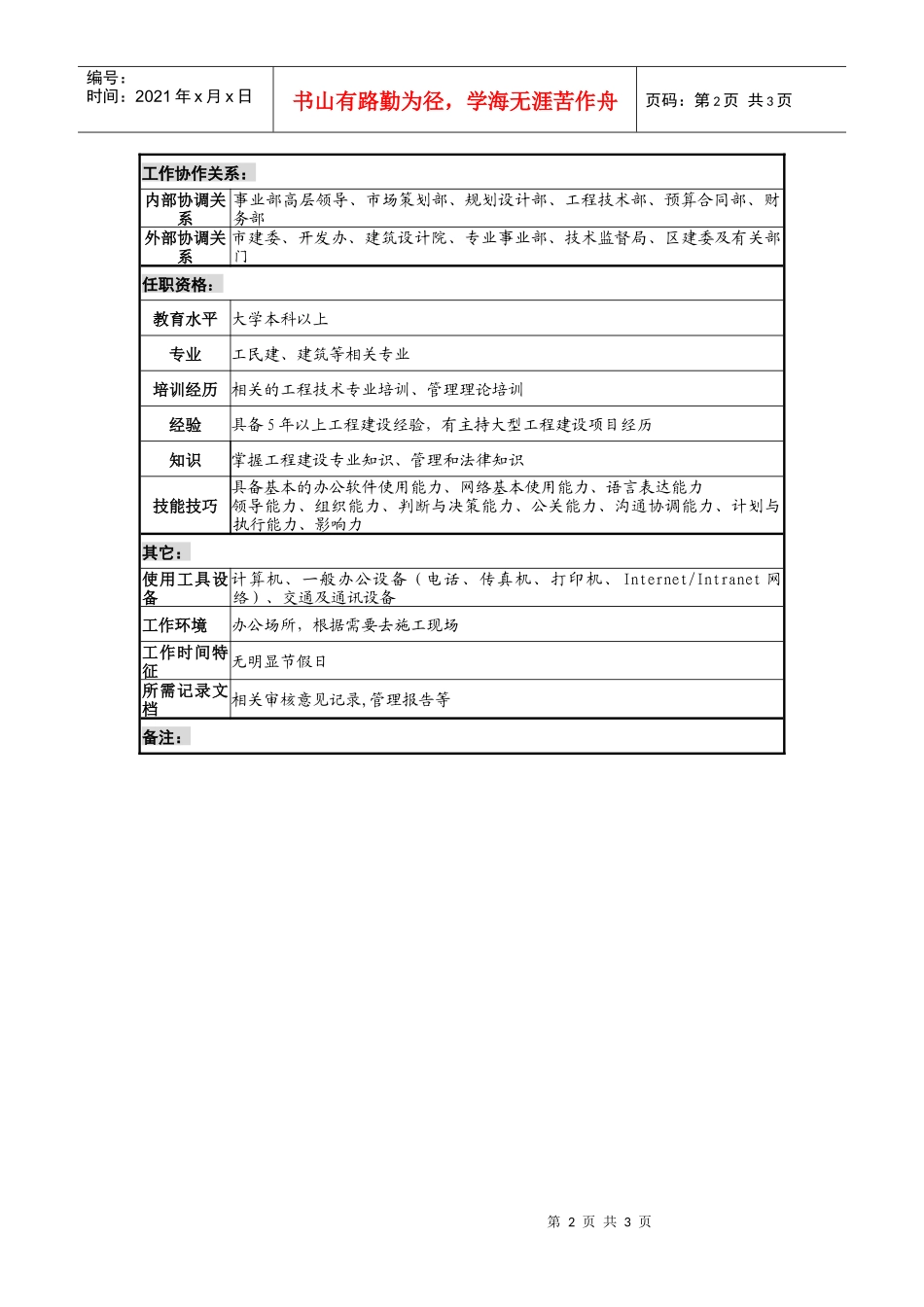 石油集团房地产事业部总工程师职务说明书_第2页