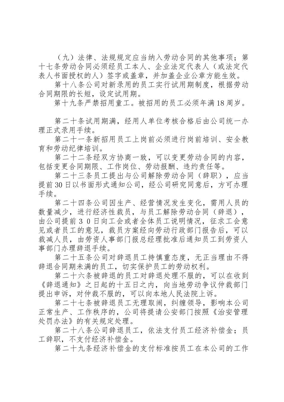 公司劳动人事规章制度细则节选_第3页