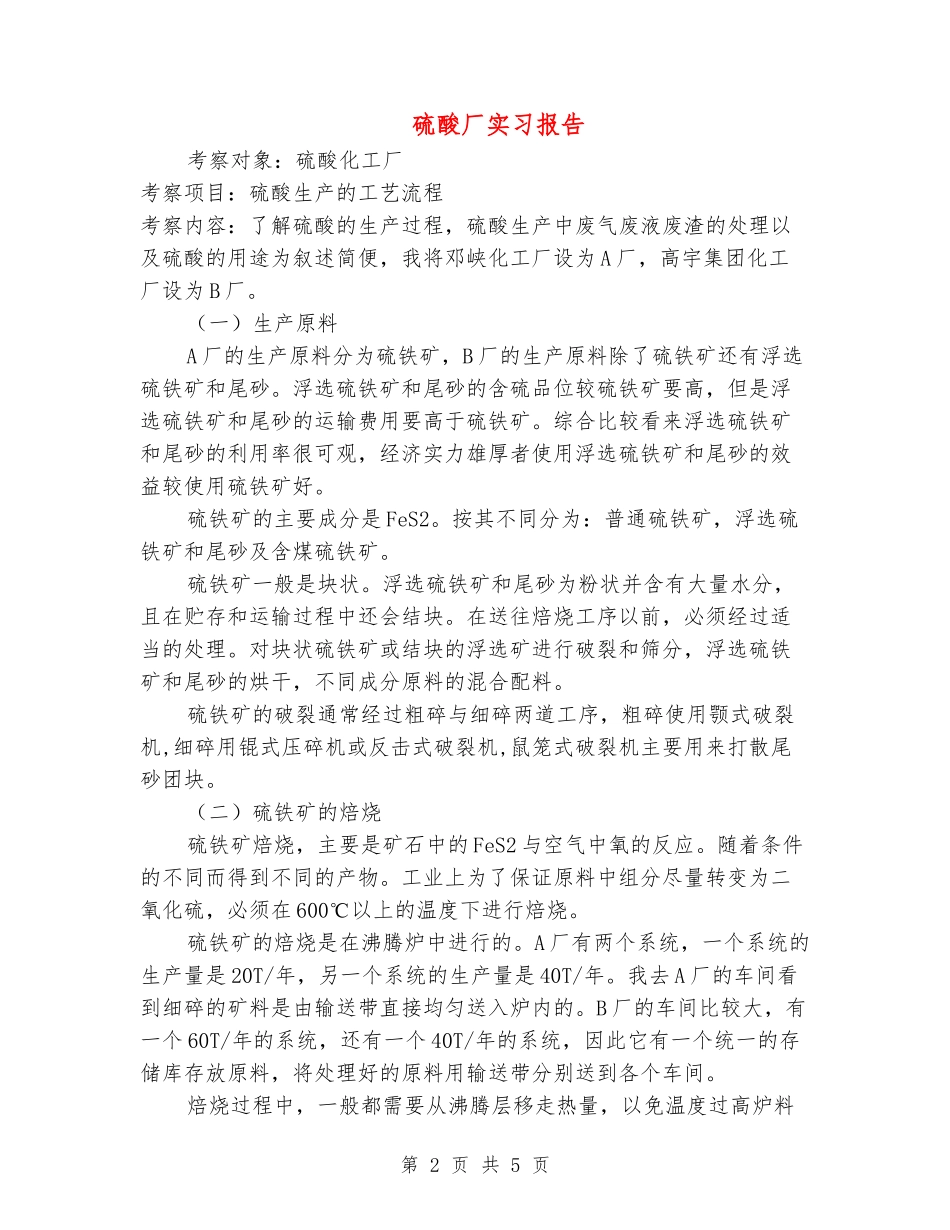 硫酸厂实习报告_第2页